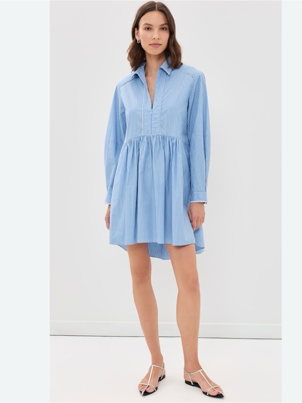 AKNVAS Kate Poplin Dress Blue Striped Cotton USA 2
